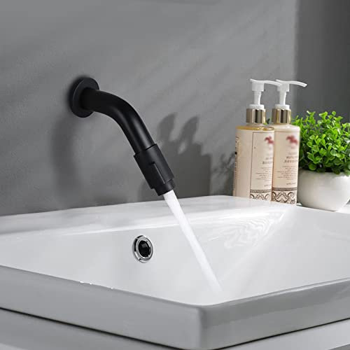 ADITAM Bathroom Sink Tap Bathroom Washbasin Wall-Mounted Single Handle Rotary Adjustment Cold Elegant Black New Faucet Basin Taps Double the comfort