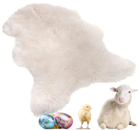 lammfellpark® Weich Schaffell Echt, Premium Lammfell Weiß 80-90cm Schaffell Teppich - Echtes Naturfell Weich Flauschig Wollteppich, öko Schafsfelle Echt Fell Deko - Teppich Fell Größe S