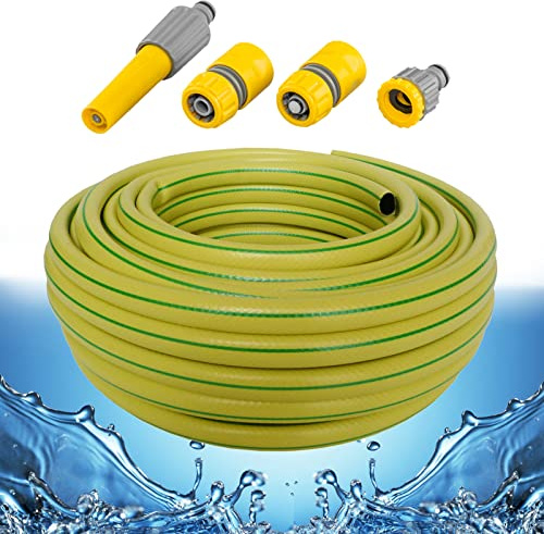 all4you Gartenschlauch 50m 3/4 Zoll (19 mm) Gelb 4-teiliges Anschluss-Set Schlauch universal Gelb