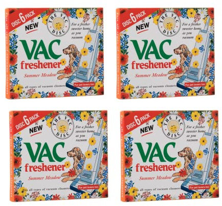 Her Flavour 4x Vac Extra Strength Fresh Fragrance Hoover Disc Air Fresheners for Pet Lovers Fits All Vacuum Cleaners Pet Friendly Air Freshener Air Fresheners for Home Summer Meadow (24 Discs)