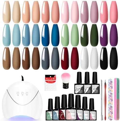 VANREESA Kit Vernis Semi Permanent Complet, Set de Vernis à Ongles 18 Couleurs avec Lampe à Ongles 36W U V LED Outils de Base pour La Manucure Kit de Démarrage Cadeau pour Les Femmes