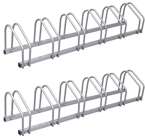 Sonnewelt Fahrrad Ständer Fahrradaufhängung Radständer Hinterbauständer Fahrradhalter Boden Aufstellständer aus Verzinkt Metall für 6 Fahrräder, 2 Stück