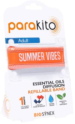 PARAKITO - Refillable Mosquito Bracelet - 2 Refills Included - 1 Month Use - DEET Free - Adult Size (Summer Vibes)