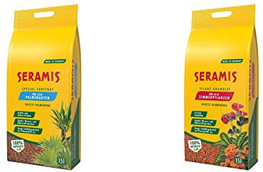 Seramis Spezial-Substrat für Palmen, 15 l & Pflanz-Granulat für alle Zimmerpflanzen, 15 l – Pflanzen Tongranulat, Blumenerde Ersatz zur Wasser- und Nährstoffspeicherung