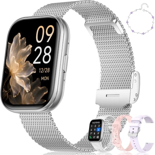 Smart Watch da donna (risposta alla chiamata/quadrante), smartwatch touch screen da 1,6 pollici per Android compatibile con iPhone, fitness tracker impermeabile con cardiofrequenzimetro monitoraggio