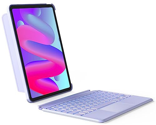 Inateck Tastatur Hülle für iPad Air 11 Zoll M3/M2 (2025/2024), Air 5/4 10.9 Zoll,iPad Pro 11 Zoll 4/3/2/1,QWERTZ, Hoch-/Querformat Ständer,Abnehmbare Touchpad mit 7-Farbiger Beleuchtung,KB04111