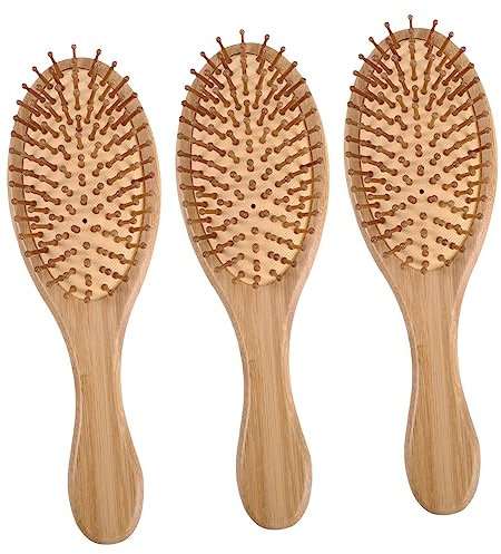 FOMIYES 3pezzi Pettine Per Massaggio Del Capelluto in Bambù Pettine Per Massaggiare Capelluto Per Capelli Denti Larghi Design Comodo e Leggero Per Uso Quotidiano e Trasporto