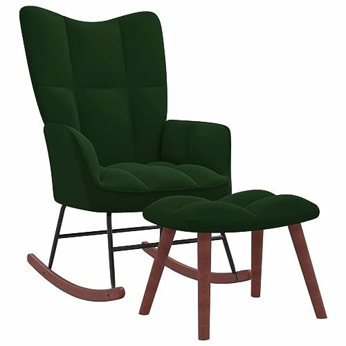 GuyAna Schaukelstuhl mit Hocker Samt Dunkelgrün TerrassenstüHle Relaxliege Wohnzimmer