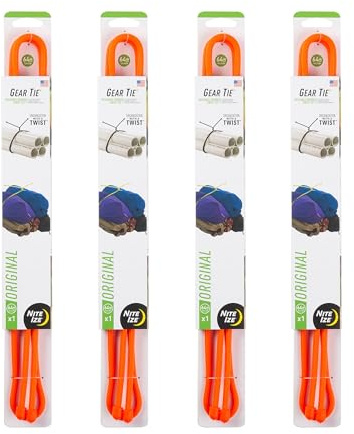 Nite Ize Gear Tie Reusable Rubber Twist Tie - Bendable Rubber Ties for Indoor and Outdoor Use, Reusable Multipurpose Twist Ties for Organizing and More, 64, Bright Orange, 4 Pack