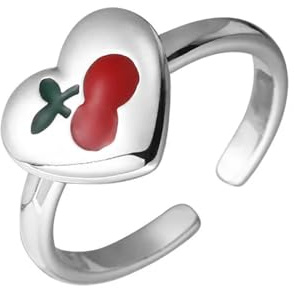 exdas Ring Ringe Damen Bijouterie Herren Süße Herz-Kirsch-Fingerringe Für Frauen, Mädchen, Süße Freunde, Party, Hochzeit