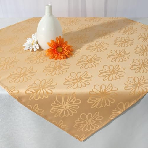 KAMACA BLÜTEN Meer Markenqualität mit Lotus Effekt FLECKSCHUTZ Flüssigkeiten perlen einfach ab (lachs, Tischdecke 85x85 cm)