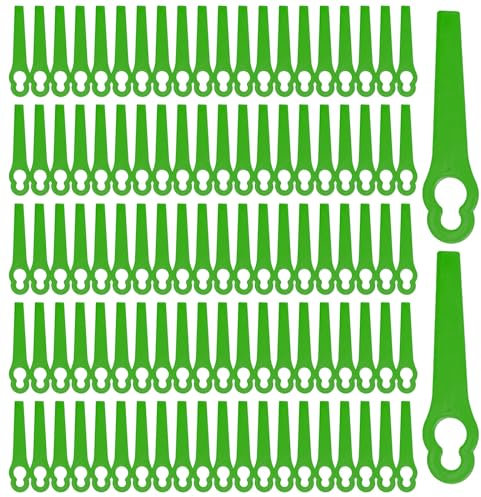 FUIPVGI Lot de 100 Lames de Rechange en Plastique Vert pour Tondeuse à Gazon - 83 mm - Lames de Rechange sans Fil pour Tondeuse à Gazon - Lames de Rechange pour Tondeuse de Jardin (Vert)