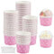 Kleemeiero 50PCS Bols de Crème Glacée en Papier Gobelets à Glace Gobelets en Papier à Dessert avec Couvercles et de Cuillères Coupes à Glace en Carton pour Dessert, Glace, Yaourt (Dentelle Rose)
