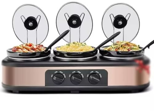 Fully Automatic Slow Cooker 3 X 1.5L Food Warming Pot with Lid for Making Soup and Stewing Soup