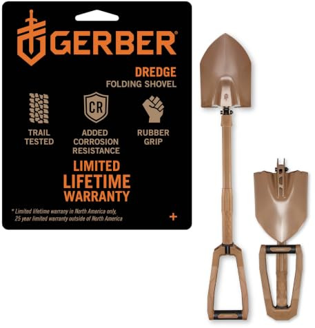 Gerber Gear Dredge - Portable Folding Shovel - Lightweight Steel Shovel for Camping, Survival & Hiking - Coyote Brown