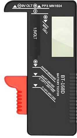 Digital Battery Tester battery checker with LED display for AA AAA C D 9V 1.5V Button Cell Batteries,voltage tester requires No Battery to Operate,household battery testers for batteries uk
