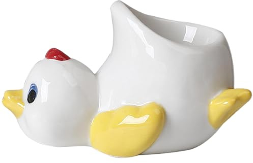 Porte-œuf à la coque – Adorable coquetier en céramique souple – Motif poulet/canard – Présentoir amusant en forme d'animal pour la cuisine