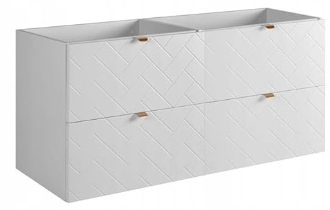 RODAN Waschbeckenunterschrank Hängend Weiß mit 2 Soft-Close Schubladen | Badezimmer Unterschrank Waschbecken mit ABS-Kanten, Waschtischunterschrank, Bad Schrank MDF-Korpus 46 x 120 x 61 cm