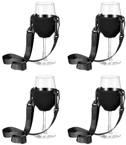yotutun 4 Stück Weinglashalter zum umhängen, Tragbare Weinglashalter, Wine Glass Holder, Stoff Weinglashalter Perfekt für Soziale Veranstaltungen und Outdoor Aktivitäten