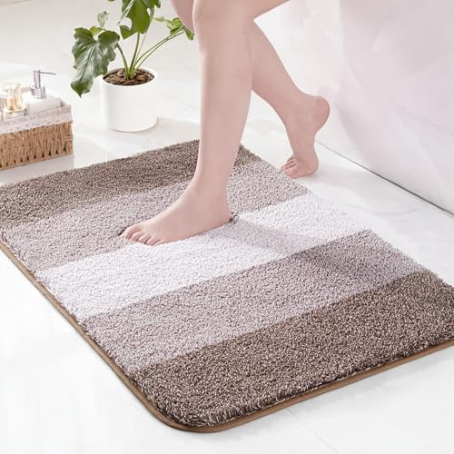 Exclusivo Mezcla Tapis de Bain en Microfibre - Antidérapant, Absorbant et Extra Doux, Séchage Rapide et Lavable en Machine, pour Salle de Bain, Douche et Déco, 40 x 60 cm, Brun
