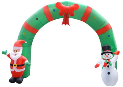 210cm/6.9 Pieds Lumineux Arche Gonflable Décoration de Noël, Mignon Arc Gonflable de Père Noël et Bonhomme de Neige, Décoration de Noël pour Extérieu Jardin Cour Pelouse Fête, Porche de Bienvenue