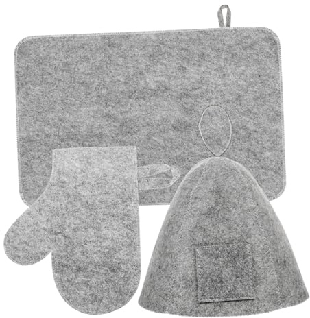 Gatuida Felt Sauna Hat and Glove Set for Men and Women, Breathable Hair Protection Bathing Caps Felt Cushion, Grey Sauna Accessories for Spa and Bathroom Use