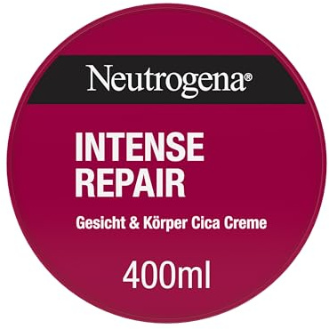 Neutrogena Intense Repair Gesicht & Körper, 400 ml | Cica Creme mit 2x Centella Asiatica, Feuchtigkeitscreme für sehr trockene Haut, Norwegische Formel, reparierende Haut Creme
