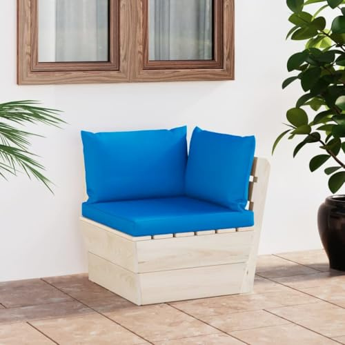 Owoxanthellate Ensemble de canapés d'angle en palettes, bleu clair, 60 x 60 x 65 cm, en bois d'épicéa imprégné avec coussins en polyester, design moderne, robuste et résistant aux intempéries, pour