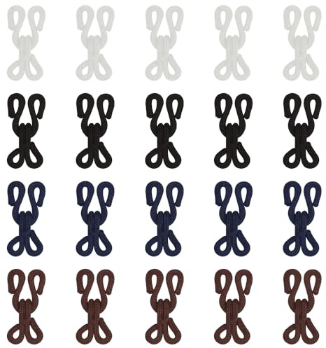 TRKETK 20 Pcs Sewing Hooks Fabric Covered Polyester Hook and Eye Closures Bra Fasteners Closure Sewing Accessories for Coat Jackets Fastenings Clothing Bra Skirts DIY Craft (4 Colors)