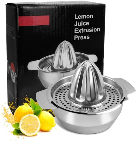 OVBOVA Presse-agrumes 450ml en acier inoxydable – Presse à jus manuelle pour citrons, limes et oranges avec récipient de récupération, passe au lave-vaisselle – Idéal pour la cuisine, le bar et le