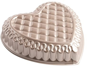 Nordic Ware Formed Quilted Heart Pan, 9 Cup, Golden Hour
