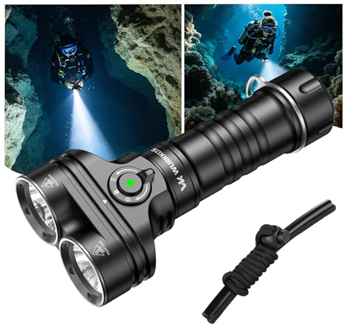 Wurkkos DL05 Linterna de Buceo 6000 Lúmenes Linterna Subacuática LED IPX8 Impermeable 100m Batería 14h Recargable USB-C para Snorkel Pesca Submarina y Acampada