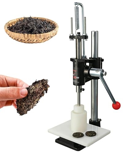 Manual Tea Cake Press Machine, Hand Operated Tea Press Tool with Mold and Sturdy Base, Round Tea Cake Forming Machine, Adjustable Handle Angle, for Small Batch Tea Processing