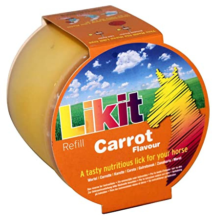 Likit Recambio de Zanahoria para Caballos, 650 g, Sabrosa golosina para Caballos, Reduce el aburrimiento y el estrés de tu Caballo | Zanahoria