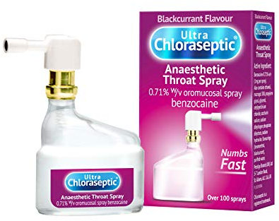 Ultra Chloraseptic Anaesthetic Throat Spray, 15ml, Blackcurrant Flavour, fast acting relief for sore throat pain