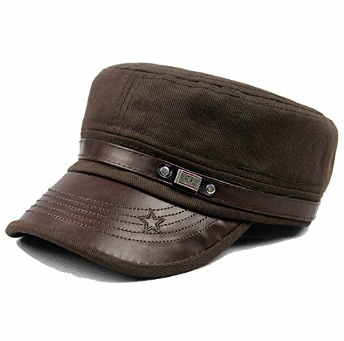 Kuyou Vintage Baseballmütze Kappe Unisex Army Military Flat Cap (Kaffee)