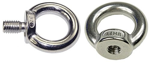 Karabiner & Mehr 5X M10 Edelstahl V4A, Ringschraube im Set mit Ringmutter, metrisches Gewinde