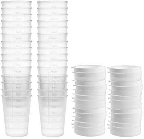 sourcing map Laboratorio de cocina 50 ml Vaso medidor de plástico 30 piezas con tapa