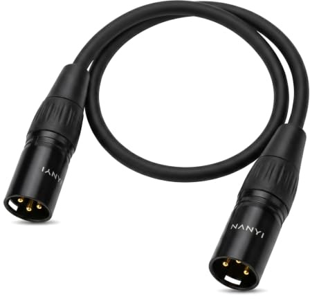 NANYI Microphone Cable XLR to XLR Patch Cables, 3-Pin XLR Male to Male mic Cable DMX Cable Patch Cords with Oxygen-Free Copper (0.5 Meters /1.6Feet)