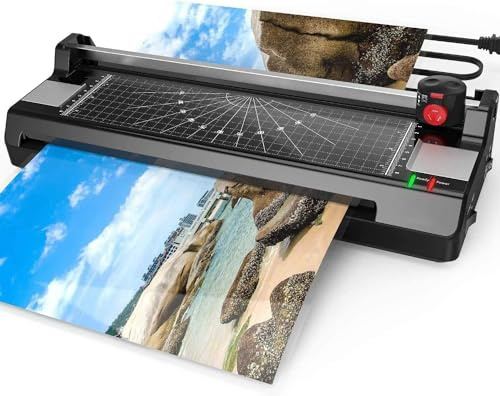 Laminator Machine for A3/A4/A6, YE381 Thermal Laminating Machine for Home Office School Use with 20 Pouches, Paper Trimmer and Corner Rounder