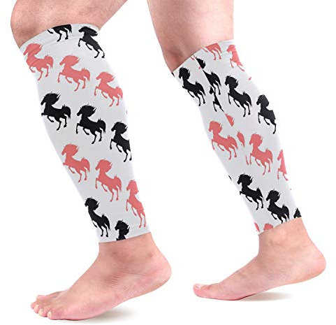 EZIOLY Sport-Kompressionsstrümpfe für Pferde, Waden-Kompressionsstrümpfe für Laufen, Radfahren, Mutterschaft, Reisen, Krankenschwestern, Rosa / Schwarz