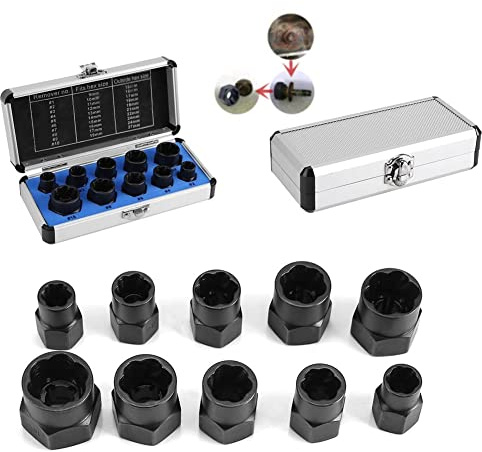 10Pcs Mutternausdreher Sets, Schraube und Mutter Entferner Steckschlüssel Extractor Threading Werkzeuge, Steckschlüssel Einsatz