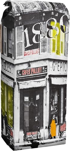 CAFÉS FOLLIET - Café En Grains - 1880 - Torréfaction traditionnelle - Intensité 9/10-90% Arabica & 10% Robusta - Torréfaction lente - 1 kg