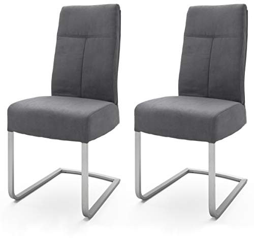 Robas Lund Esszimmerstühle 2er Set Anthrazit, Schwingstuhl Esszimmerstuhl mit Taschenfederkern, Stuhl Talena