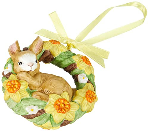 Goebel Ostern Blumenkranz mit Osterglocken, Porzellan, Mehrfarbig, 9x4x8 cm