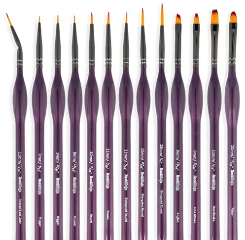 Pinsel Set Malen, Feine Detail Pinsel für Acryl Aquarell Modellbau, 13 Stück Malpinsel für Künstler | ideal für Acrylfarben, Wasserfarben Miniaturen,Öl, Modelle, Strichzeichnung und Nageldesign