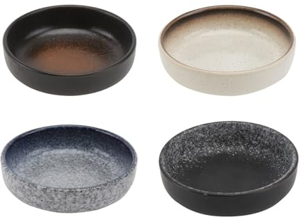 Cabilock 4 Stück japanische Keramik-Teller, Sushi-Teller, Anti- -Schale, Keramik-Teller, die Individuell servieren, Portionierung Tassen Ramekins für die