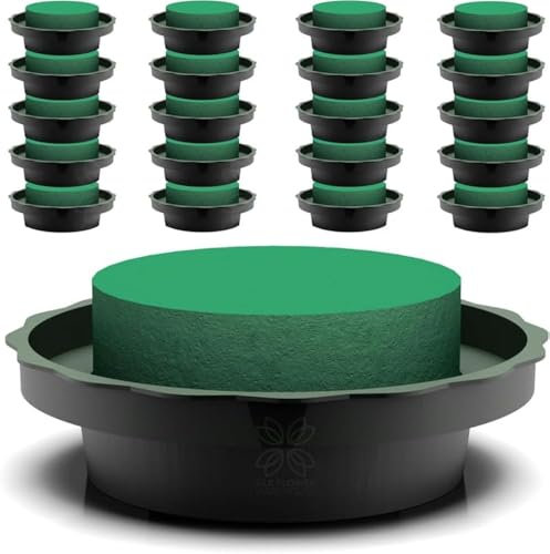 Silk Flower Warehouse 20 cilindri in schiuma per fiori bagnati con vassoi, per fioristi, decorazioni floreali in schiuma, per matrimoni, feste, funerali, centrotavola e composizioni fai da te