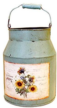 Florero de Jarrón Decor Elegante lamentable lata grande Lanzador del florero de jardinera de metal leche puede rústica del país Nostalgia florero jarro con la manija Tiesto for el hogar Decoración del