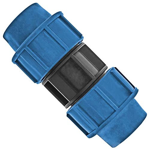 MegaHaustechnik PP Fitting Klemmverbinder Kupplung für 25mm PE Rohr Außendurchmesser Trinkwasser PN16 Doppelmuffe Verschraubung blau